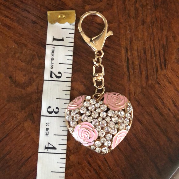Floral Heart Handbag Rhinestone Keychain - Picture 4 of 6